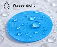 Wasserdicht: Wassertropfen perlen auf einem blauen Markierpunkt ab