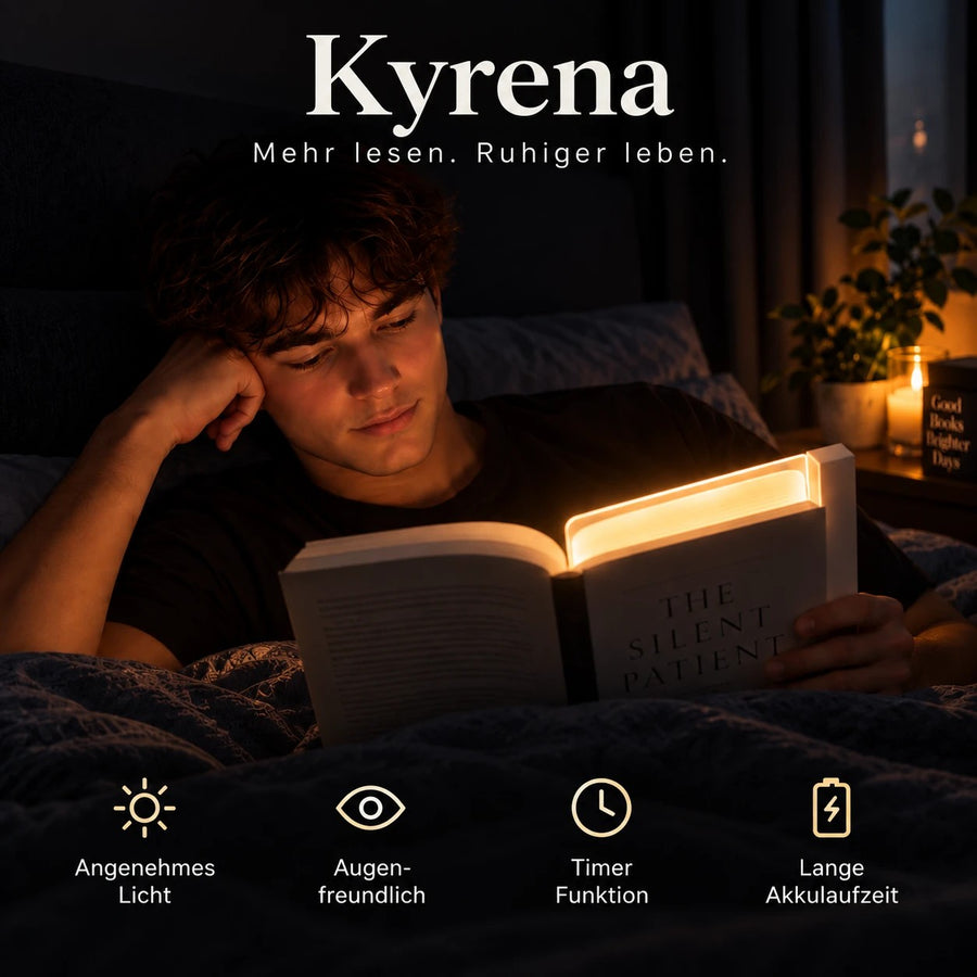 Kyrena Leselicht: angenehmes Licht, augenfreundlich, Timer, lange Akkulaufzeit
