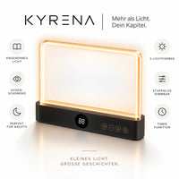 Kyrena Leselicht in Schwarz – 3 Lichtfarben, dimmbar, Timer, augenschonend