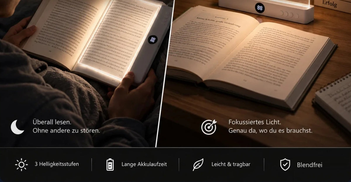 Kyrena Leselicht: überall lesen ohne andere zu stören, fokussiertes Licht